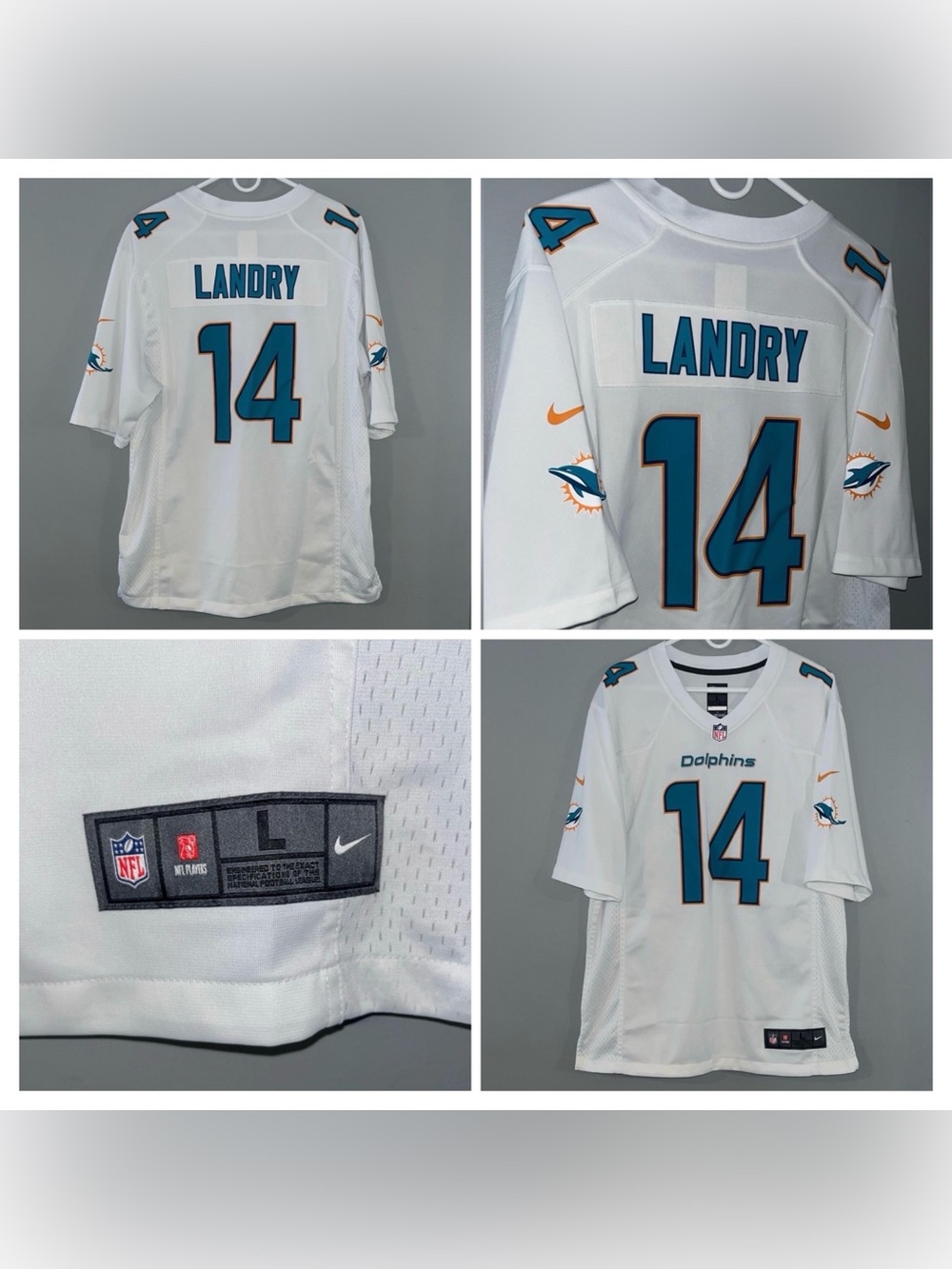Miami Dolphins White No. 14 Jarvis Landry Authentic Nike NFL Football Jersey LRG